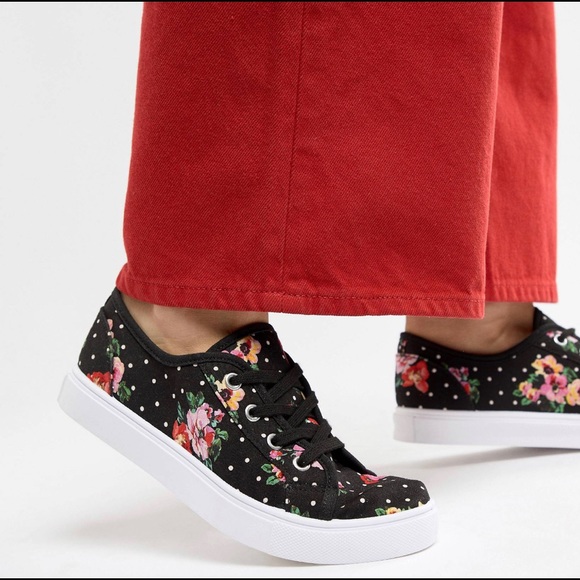 ASOS Black Floral Sneakers | size 11 - Picture 4 of 4